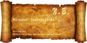 Nieder Bereniké névjegykártya